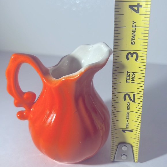 Vintage Individual Orange Creamer Pottery Miniature Czech 3”H - Picture 3 of 3